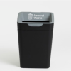 black plastic office recycling bin with grey top and General Waste lettering and Pictogram