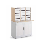 lockable door pigeon holes on mailroom tambour cupboard