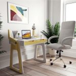 contemporary home office desk with grey home office chair