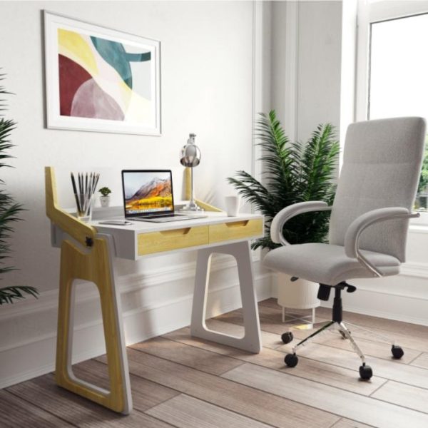 contemporary home office desk with grey home office chair