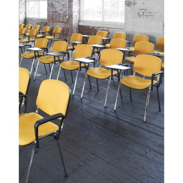 Conference / Meeting Chair Aquarius Beech Seat Chrome Frame And Writing Tablet - Image 4