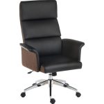 Gull wing office chairs high back in black leather and chrome base