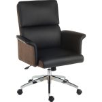 gull wing office chair in black leather