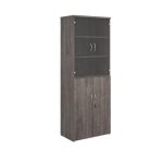 grey oak office combination office storage unit. With double doors and glass doors above