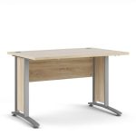 Oak office desk with silver legs