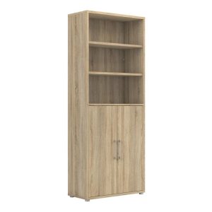 office bookcase with 4 shelves and doors oak