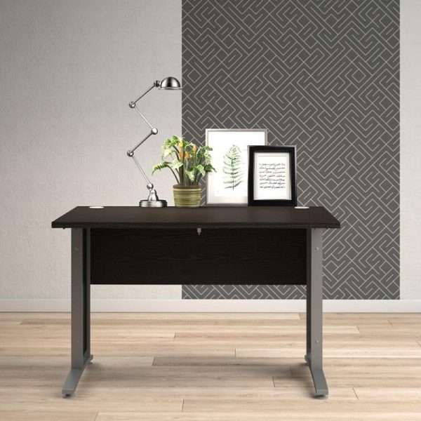 Alexis Office Desk 120cm Black Woodgrain With Silver Grey Legs - Image 6