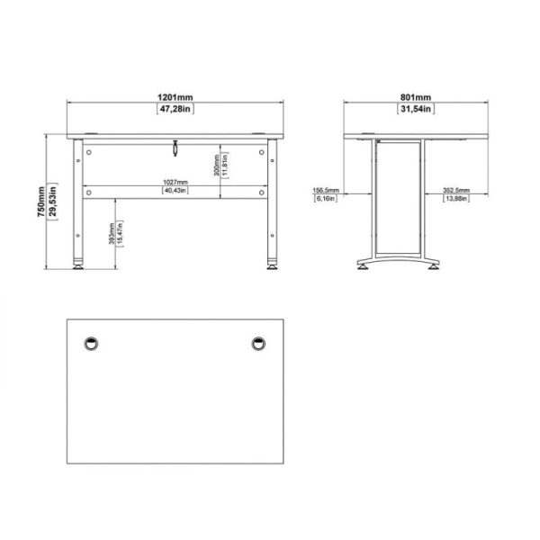 Alexis Office Desk 120cm white With White Legs - Image 6