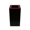 black office recycling bin with red top