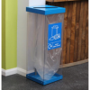 Transparent office recycling bin with blue top and blue Mixed Paper & card sticker