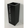 black office recycling bin with white lettering General Waste