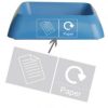 blue office recycling bin ring top with Paper lettering and recycling pictogram