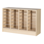 floor standing pigeon hole unit with 24 spaces. maple outer with acrylic shelves