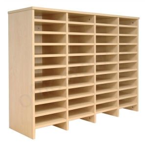 post sorter pigeon hole unit with 44 spaces in beech finish