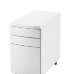 office desk pedestal slimline white with 2 shallow draws and 1 filing drawer