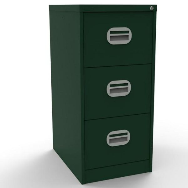 filing cabinet racing green with 3 drawers
