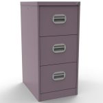 violet filing cabinet with 3 drawers