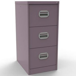 violet filing cabinet with 3 drawers