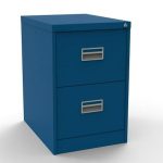 blue filing cabinet with 2 drawers