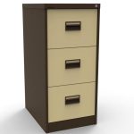brown beige filing cabinet with 3 drawers