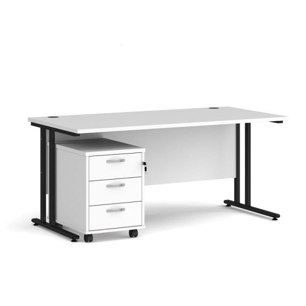 Office Desk Deal 1600mm Bundle With 3 Drawer Pedestal - Image 2