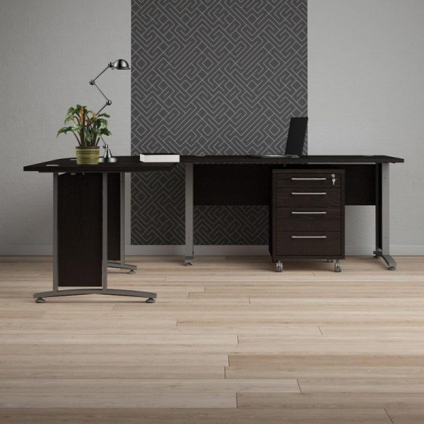 Alexis Office Desk 120cm Black Woodgrain With Silver Grey Legs - Image 3