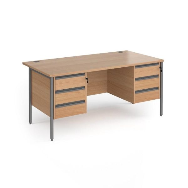 Straight Desk Maine 1600mm x 800mm H Frame With 2 x Three Drawer Pedestals - Image 2