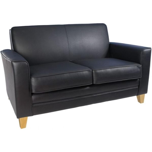 Stirling Reception 2 Seater Sofa Black Leather