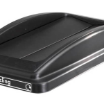 Black flap lid for office recycling bin