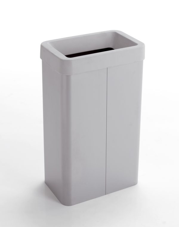 grey plastic office recycling bin