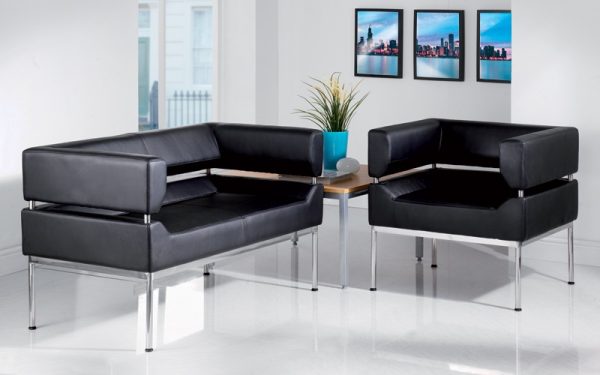 1 Seater Curved Frame Reception Sofa Oxford - Image 3