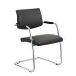 meeting chair black leather with chrome cantilever frame