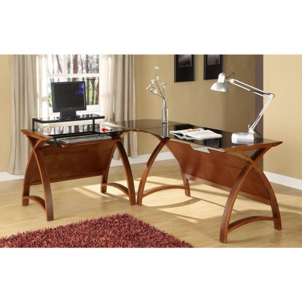 Computer Desk Forme 1300 Walnut/Black - Image 4