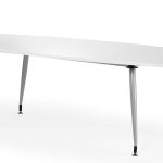 white boardroom table with silver legs