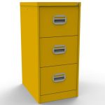 sunshine yellow filing cabinet with 3 drawers