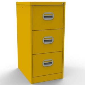 sunshine yellow filing cabinet with 3 drawers