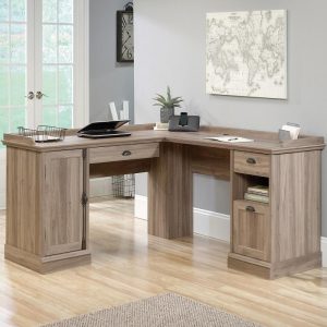 l shaped desk oak in room set