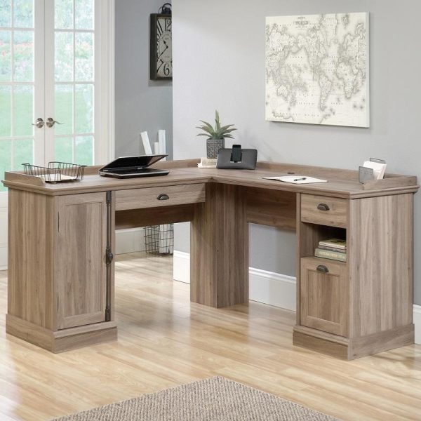 l shaped desk oak in room set