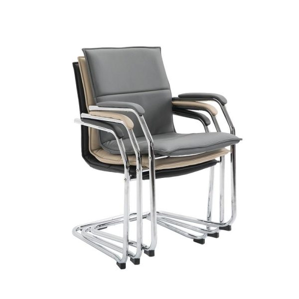 Meeting Chair Earth Black Or Grey Faux Leather - Image 2