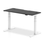 flexible office desks with black desk top and white legs