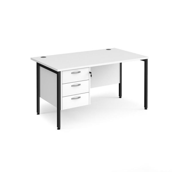 Office Straight Desk H Leg With 3 Drawer Pedestal Work 25 - Image 4