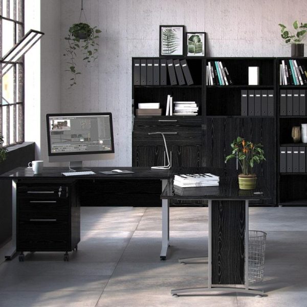 Alexis Office Desk 120cm Black Woodgrain With Silver Grey Legs - Image 5