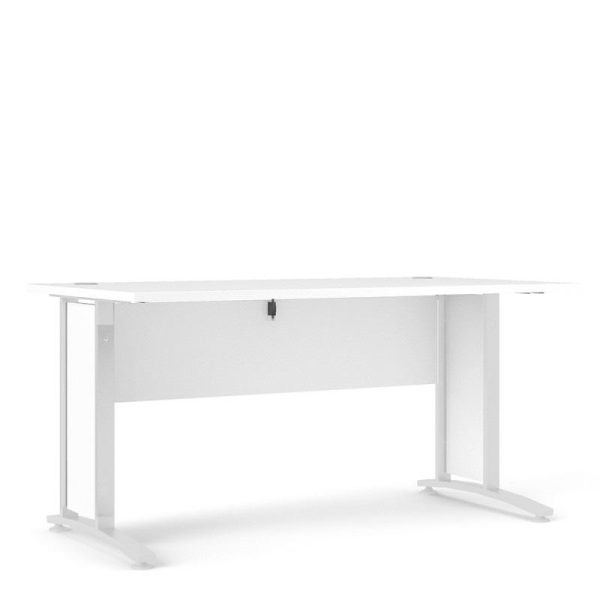 white office desk with white desk top and leg frame