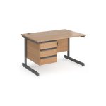 straight desk with pedestal beech desk top and pedestal with graphite leg frame