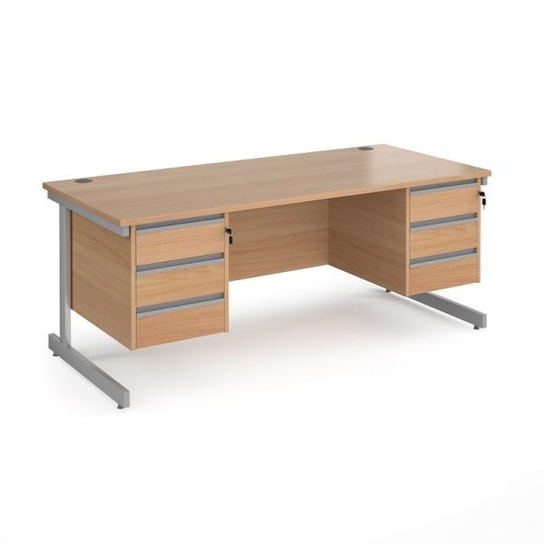 Straight Desk Maine 1800mm x 800mm Cantilever Frame With 2 x Three Drawers - Image 2