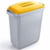 grey office recycling bin with yellow top