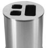 top of stainless steel office recycling bin with 3 cutouts