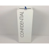 white confidential office recycling bin with lockable top and Black lettering Confidential