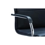 black leather meeting chair close up of arm
