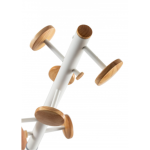 cost stand white with wooden hooks close up
